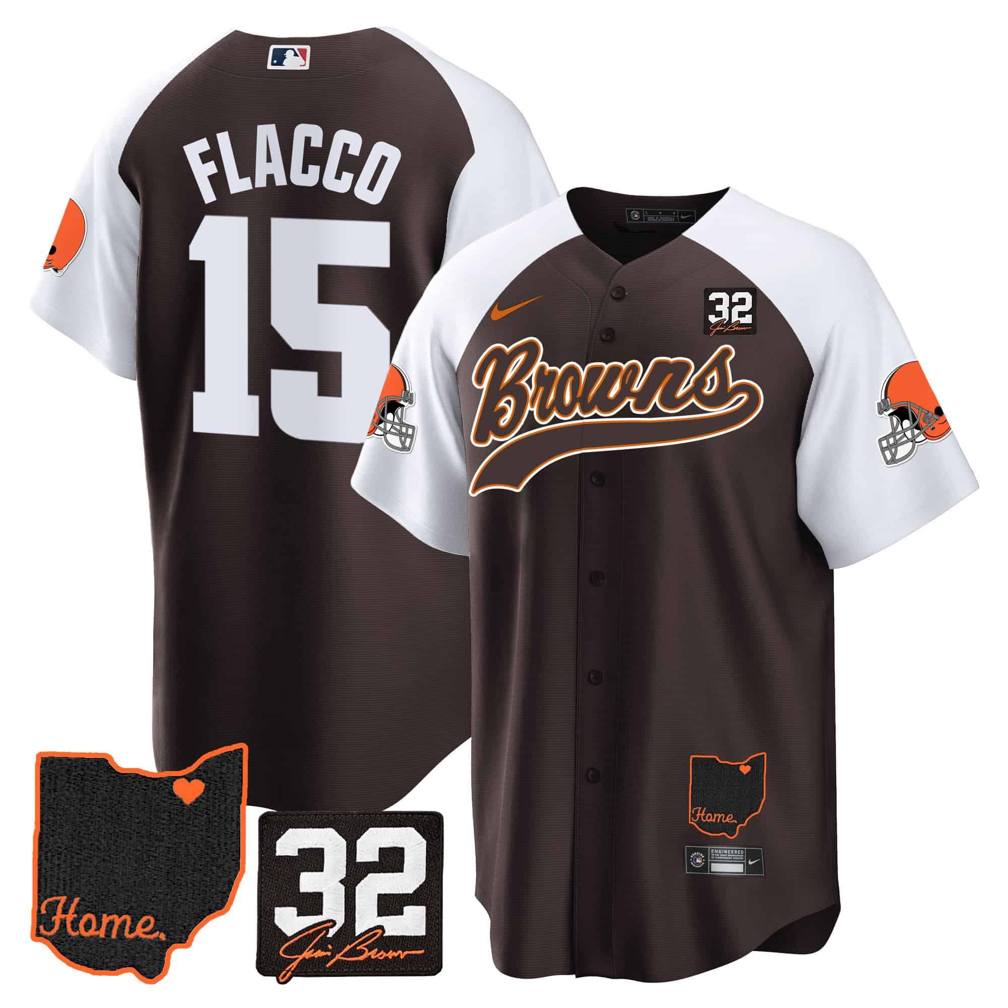 Men Cleveland Browns #15 Flacco Brown Memorial Home Patch Baseball 2024 Nike NFL Jersey->indianapolis colts->NFL Jersey